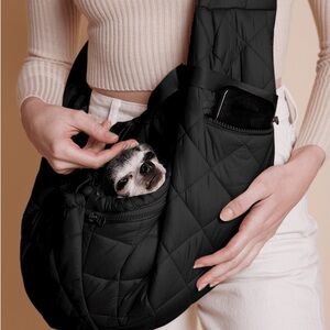 Black Quilted Pet Carrier Sling